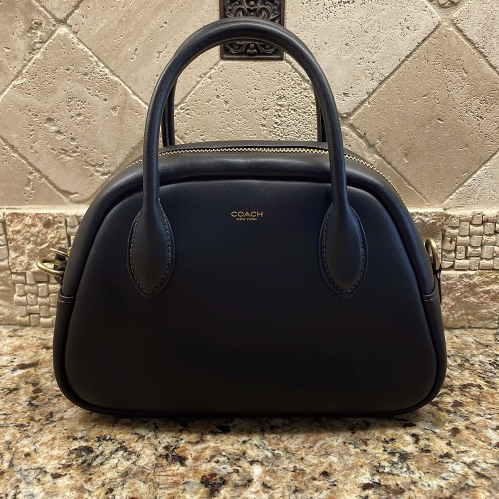 COACH Borough, Small Black Leather Bowling Bag Style, New with Tags and Dustbag